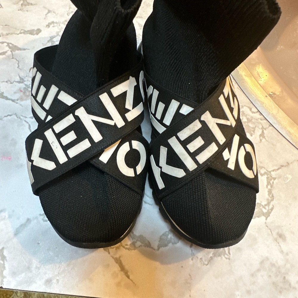 KENZO KIDS BLACK LOGO SOCK TRAINERS